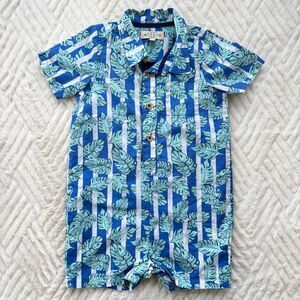 EGG New York Baby Boys Tropical Leaf Romper Short Sleeve One Piece 18M